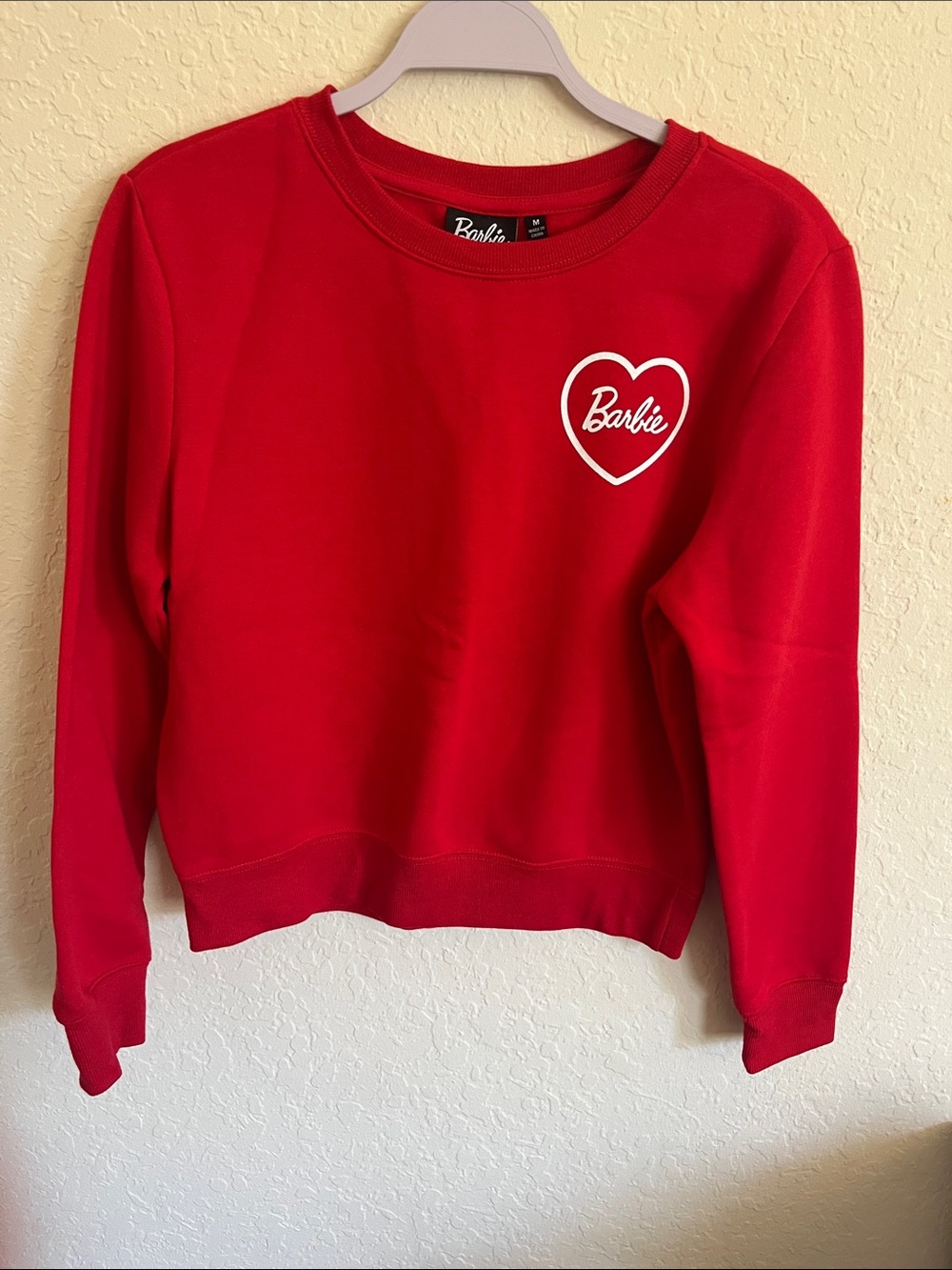 Barbie Red Crewneck Sweatshirt with White Heart Logo